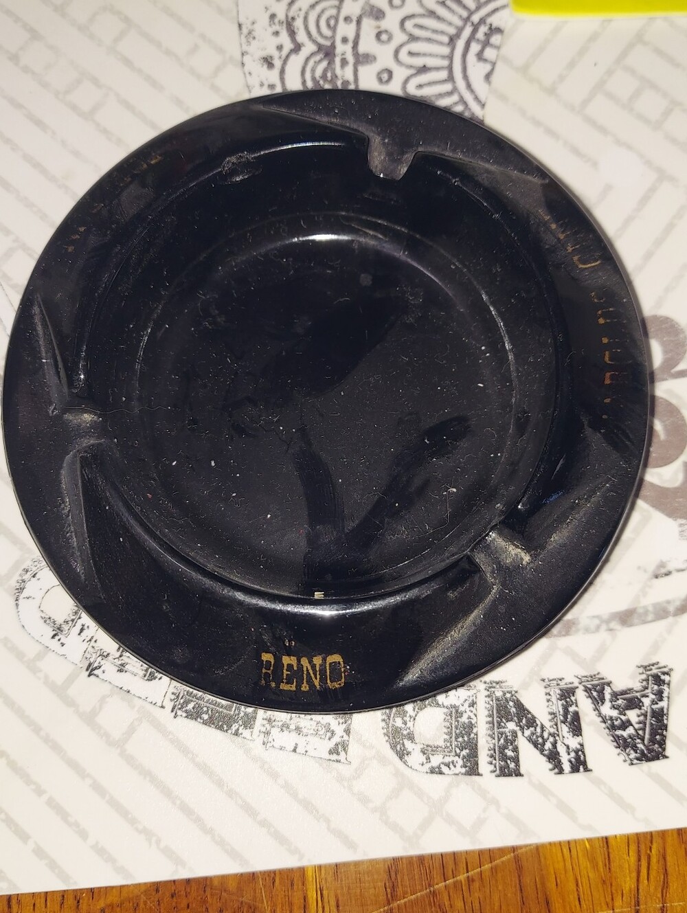 Vintage Reno Black Round Men's Accessory Tray